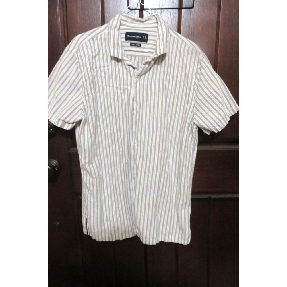 Abercrombie Fitch Collar Linen Blend Textured Shi… - image 1